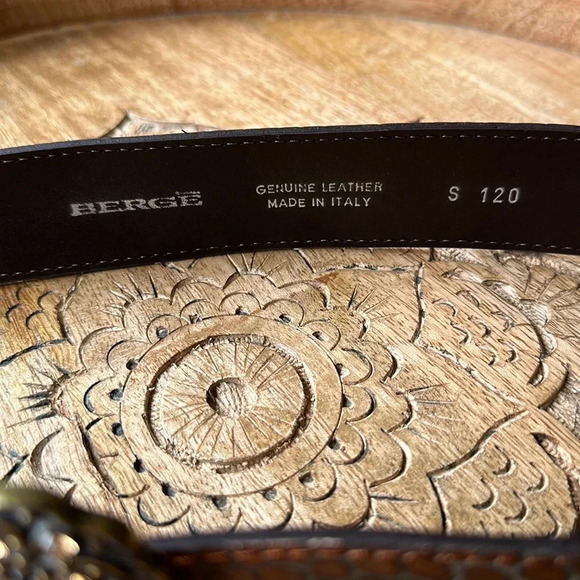 BERGE Croc Embossed Belt Leather Brown Embellished Buckle, Size Small - Picture 9 of 15